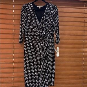 Brand new black/white faux wrap dress